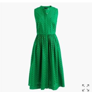 J. Crew Green Eyelet Shirtdress